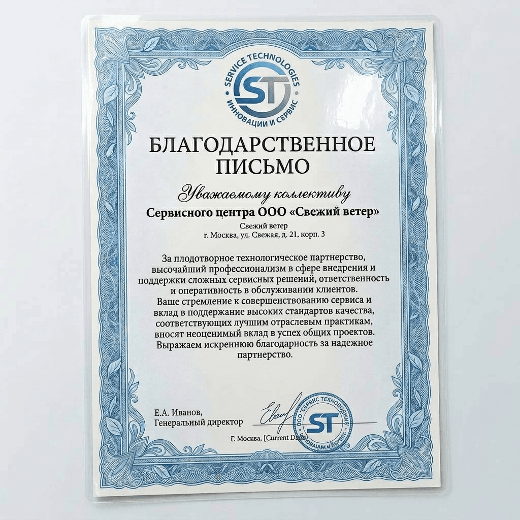 Благодарность от Fagor Technologies